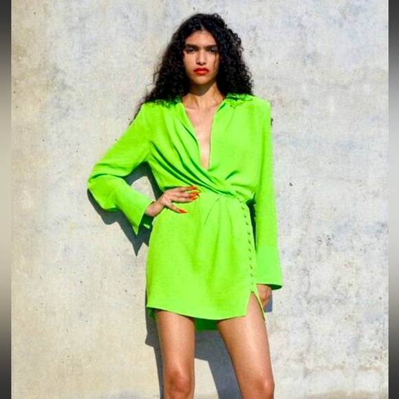 Zara | Dresses | Zara Green Shirt Dress | Poshmark